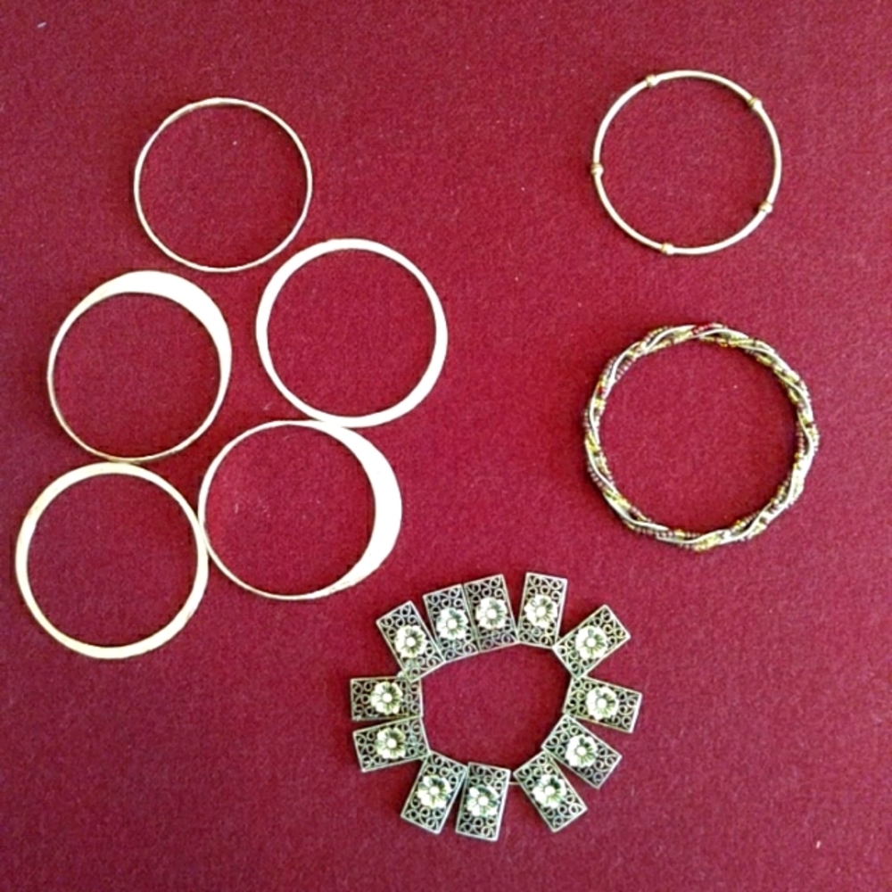 3 for $30 Gold Colored Dangle Bracelet lot of Eight (8) Fashion Costume Jewelry